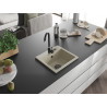 Mexen Milo granito plautuvė su viena kamera 435 x 410 mm, smėlio spalvos, juodas sifonas - 6505441000-69-B