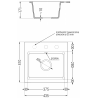 Mexen Milo granitinė virtuvės kriauklė, 1 skyrius, 435 x 410 mm, pilka, juodas sifonas - 6505441000-71-B