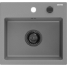 Mexen Milo granitinė virtuvės kriauklė, 1 skyrius, 435 x 410 mm, pilka, juodas sifonas - 6505441000-71-B