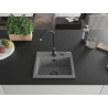 Mexen Milo granitinė vienos kameros kriauklė 435 x 410 mm, pilka, juodas sifonas - 6505441000-71-B