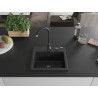 Mexen Milo granitinė vienos talpos kriauklė 435 x 410 mm, juodas/sidabrinis metalikas, juodas sifonas - 6505441000-73-B