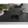 Mexen Milo granitinė plautuvė su 1 kamera 435 x 410 mm, juoda/aukso metalikas, juodas sifonas - 6505441000-75-B