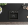 Mexen Milo granitinė plautuvė su 1 kamera 435 x 410 mm, juoda/aukso metalikas, juodas sifonas - 6505441000-75-B