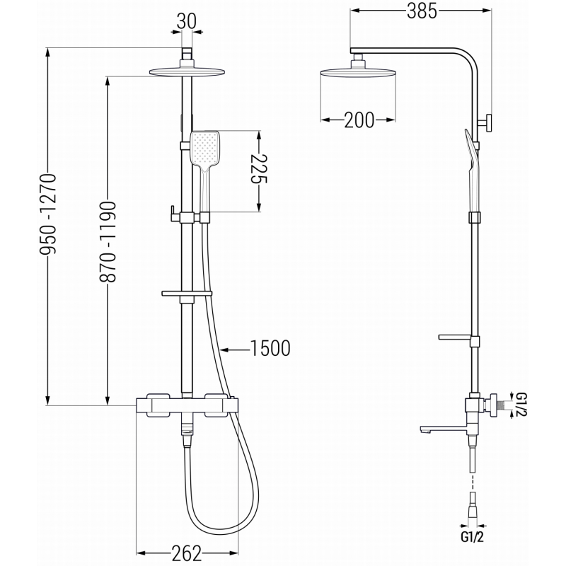 Mexen CQ62 vonios-dušo rinkinys su lietaus dušu ir termostatiniu maišytuvu, auksinis - 779106295-50