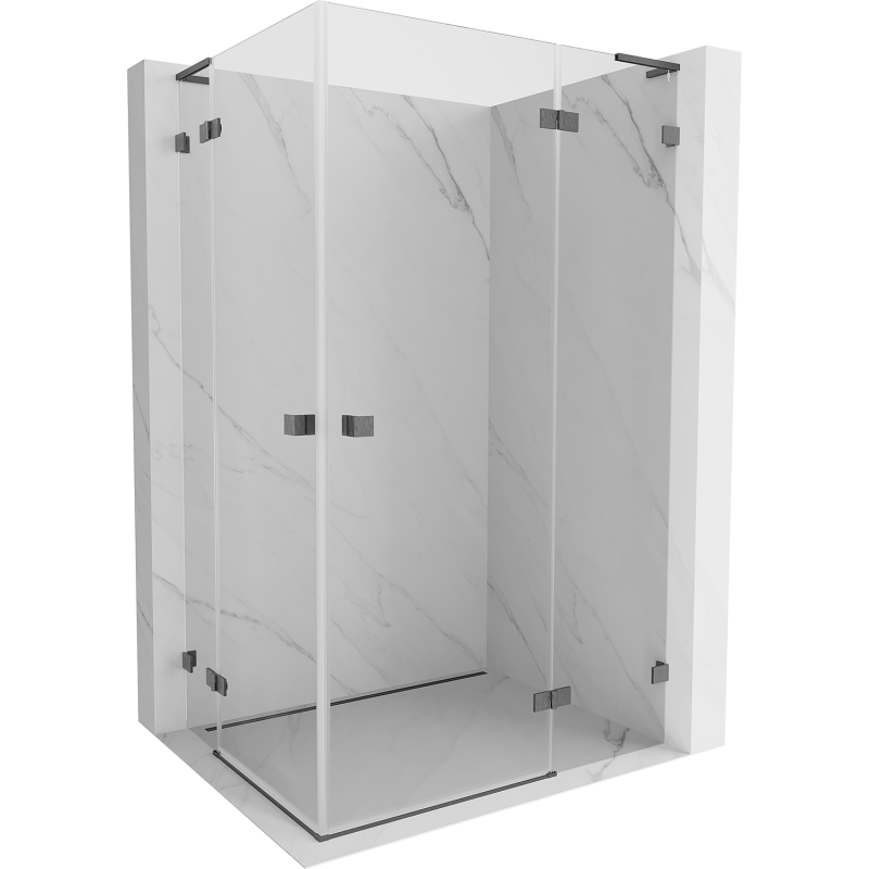 Mexen Lunar L Duo dešinė atveriama dušo kabina 105 x 90 cm, permatoma, šlifuotas ginklo pilkas - 834L-105P-090L-66-00