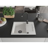Mexen Enzo granitinė vienos kameros plautuvė su nutekėjimu 576 x 465 mm, balta, juodas sifonas - 6506571005-20-B