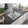Mexen Enzo granitinė vienos kameros plautuvė su nutekėjimu 576 x 465 mm, balta, juodas sifonas - 6506571005-20-B
