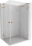 Mexen Lunar L Duo pakabinė dušo kabina varstoma dešinė 120 x 100 cm, skaidri, šlifuota vario spalva - 834L-120P-100L-65-00