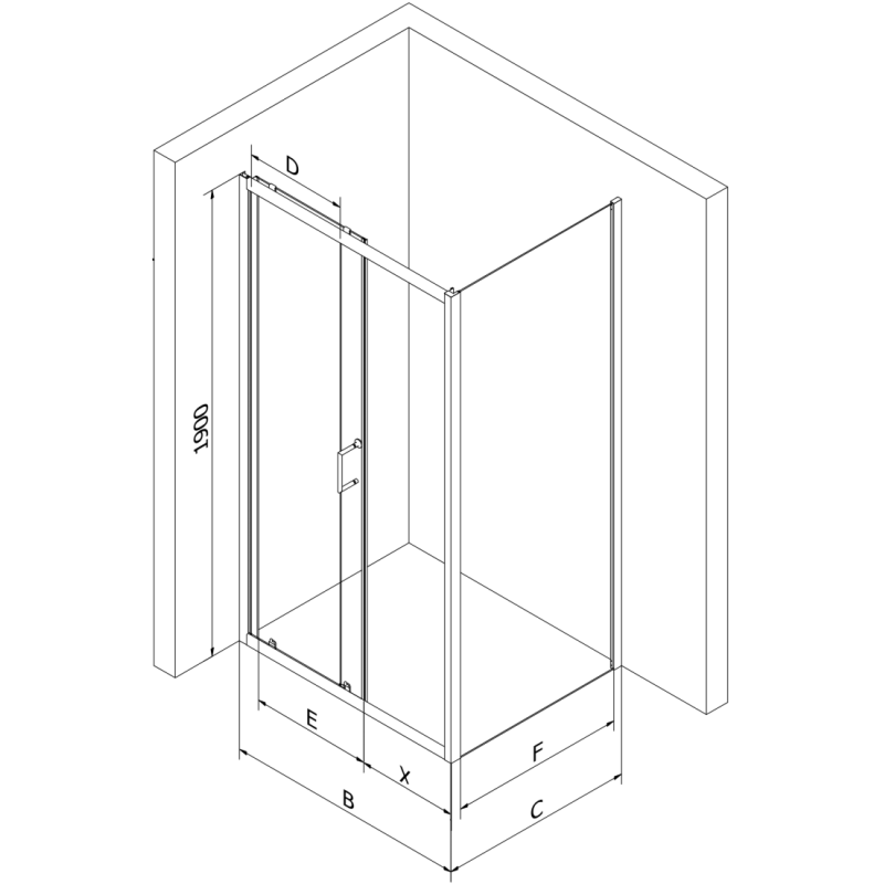 Mexen Apia 90 x 90 cm slankiojantis dušo kabinas, skaidri, juoda - 840-090-090-70-00