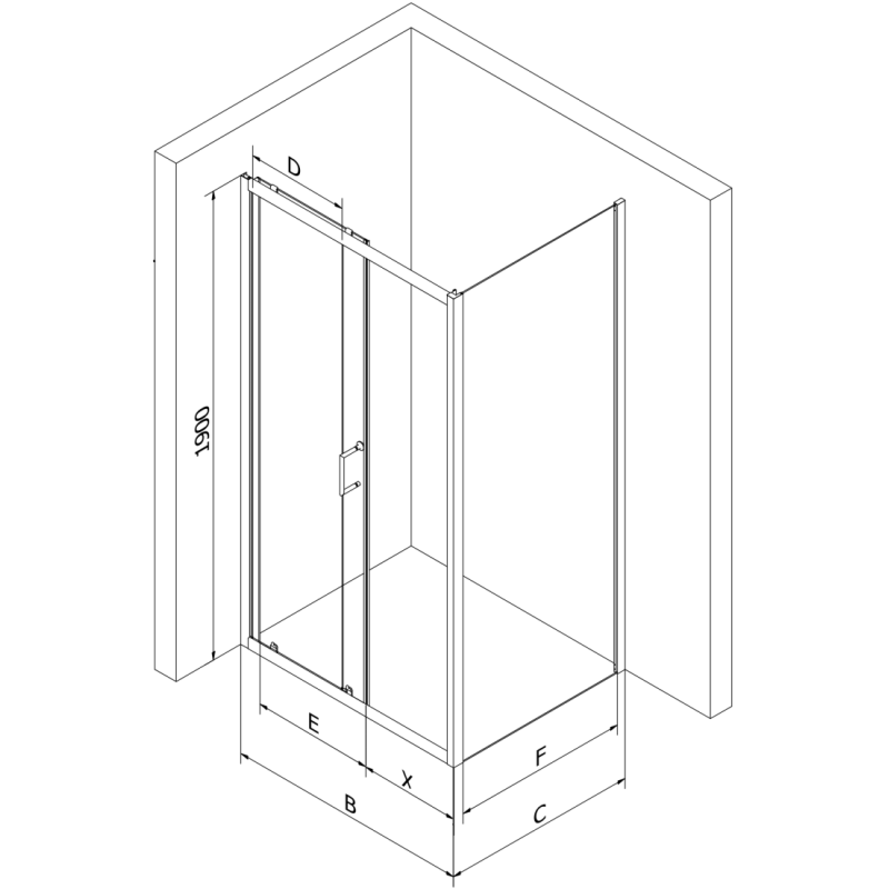 Mexen Apia stumplių dušo kabina 100 x 100 cm, skaidri, juoda - 840-100-100-70-00