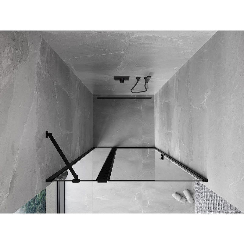 Mexen Mist dušo durys atveriamos kairės 120 cm, juodas rėmas, juodos - 8A4-120-000-70-70-L
