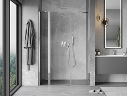 Mexen Mist pakreipiamos dušo durys 155 cm, permatomos, chromas - 8A4-155-001-01-00