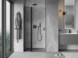 Mexen Mist L atveriamos dušo durys 105 cm, skaidrios, juodos - 8A4L-105-000-70-00