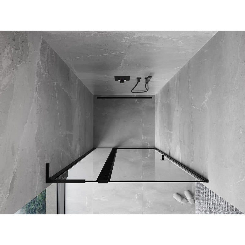 Mexen Mist L kairiosios pusės dušo durys, 100 cm, juodo rėmo, juoda - 8A4L-100-000-70-70-L