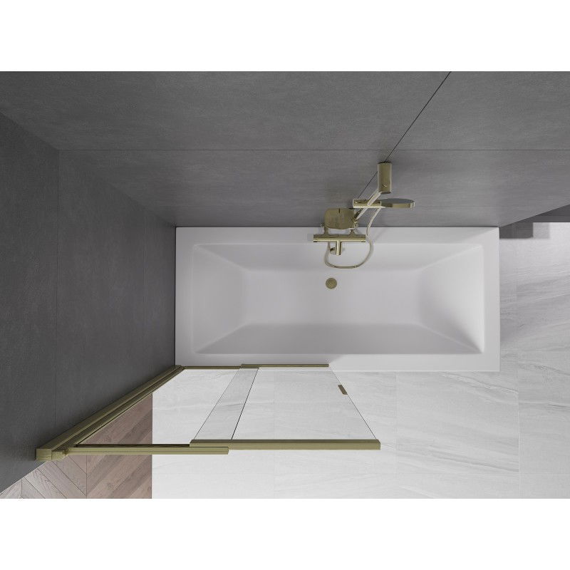 Mexen Fox dviejų dalių slankioji dušo kabina 85 x 150 cm, skaidri, šlifuotas auksas - 891-085-002-55-00