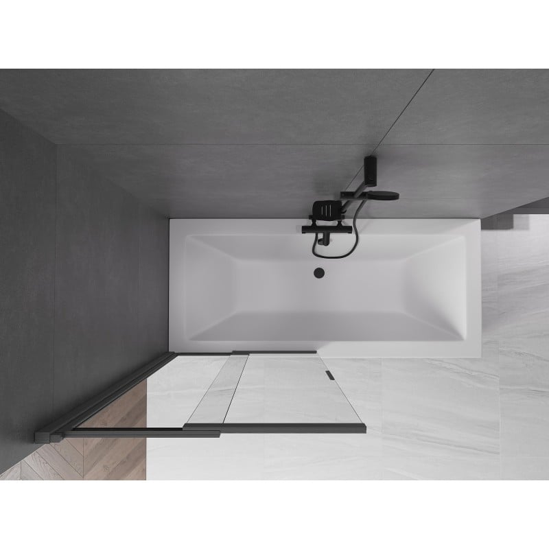 Mexen Fox dvisparnis stumdomas dušo sienelė 85 x 150 cm, skaidri, šlifuota pilkai juoda - 891-085-002-66-00