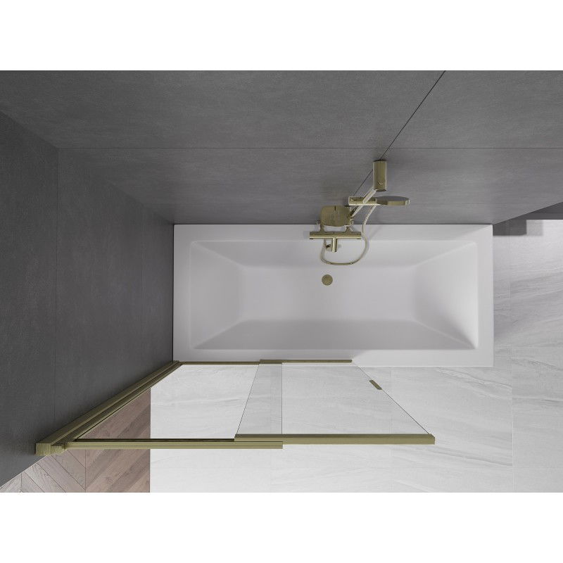 Mexen Fox dviguba stumdomos durys 100 x 150 cm, permatomos, auksiniai matiniai - 891-100-002-55-00