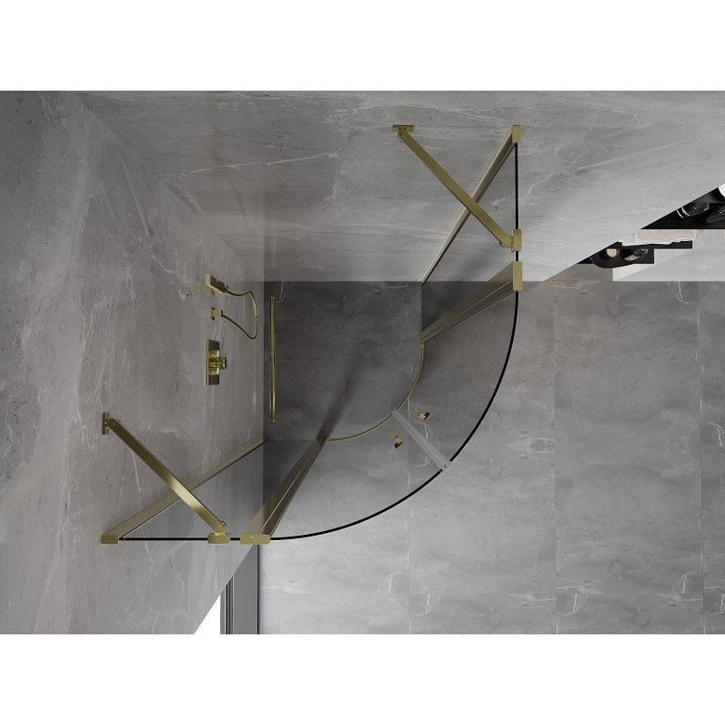 Mexen Mist pusapvalė dušo kabina su įstumiamomis durimis 90 x 90 cm, skaidri, auksinė - 8A32-090-090-50-00