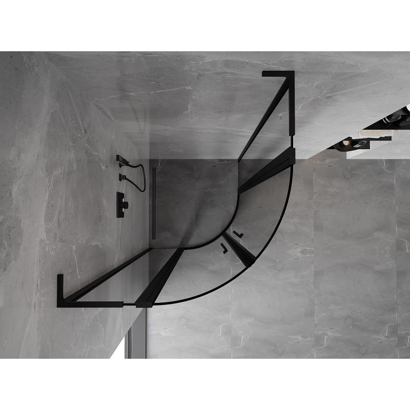 Mexen Mist L dušo kabina pusapvalė 90 x 90 cm, juodas rėmelis, juoda - 8A32L-090-090-70-70