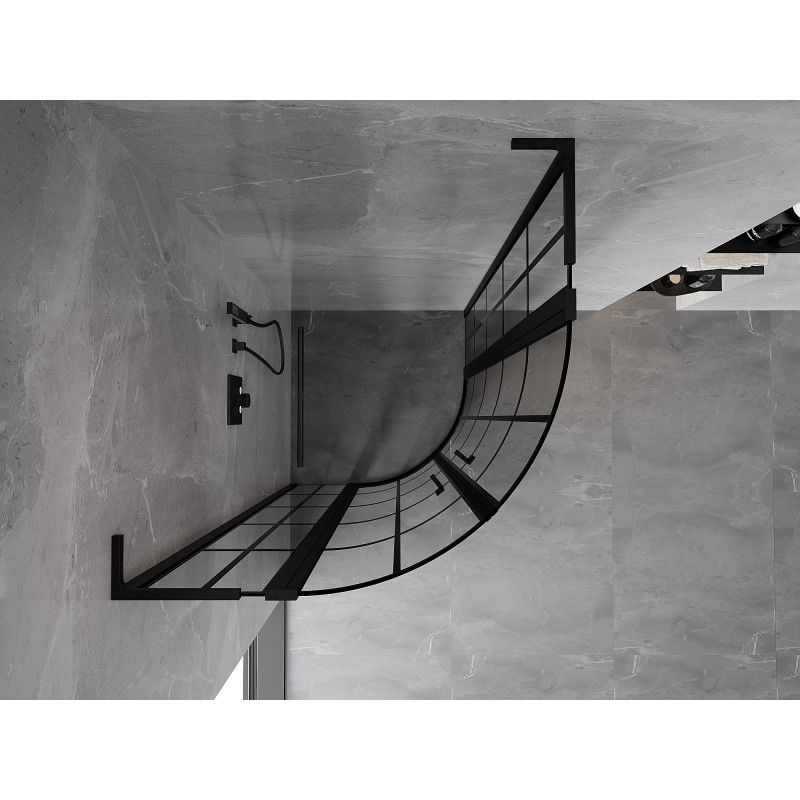 Mexen Mist L pusapvalė atveriama dušo kabina 90 x 90 cm, juodas tinklelis, juoda - 8A32L-090-090-70-77