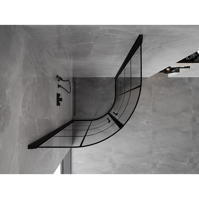 Mexen Mist pusapvalė dušo kabina 90 x 90 cm, juodas tinklelis, juoda - 8A31-090-090-70-77