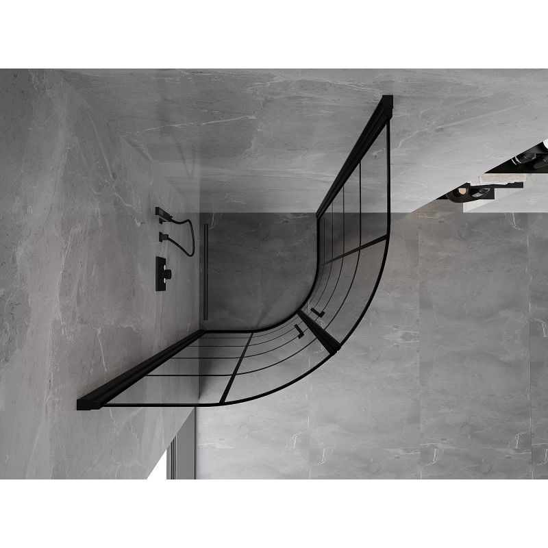 Mexen Mist pusapvalė dušo kabina 80 x 80 cm, juodas rėmelis, juoda - 8A31-080-080-70-77