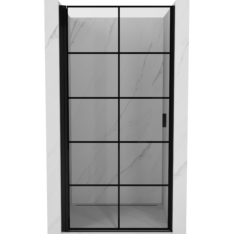 Mexen Mist-B kairės pusės atveriamos dušo durys 80 cm, juodas tinklelis, juoda - 8A2-080-000-70-77-L