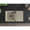 Mexen Pablo granitinė 1 skyrelio plautuvė su nuotėkų zona 752 x 436 mm, smėlio spalvos, juodas sifonas - 6510751010-69-B