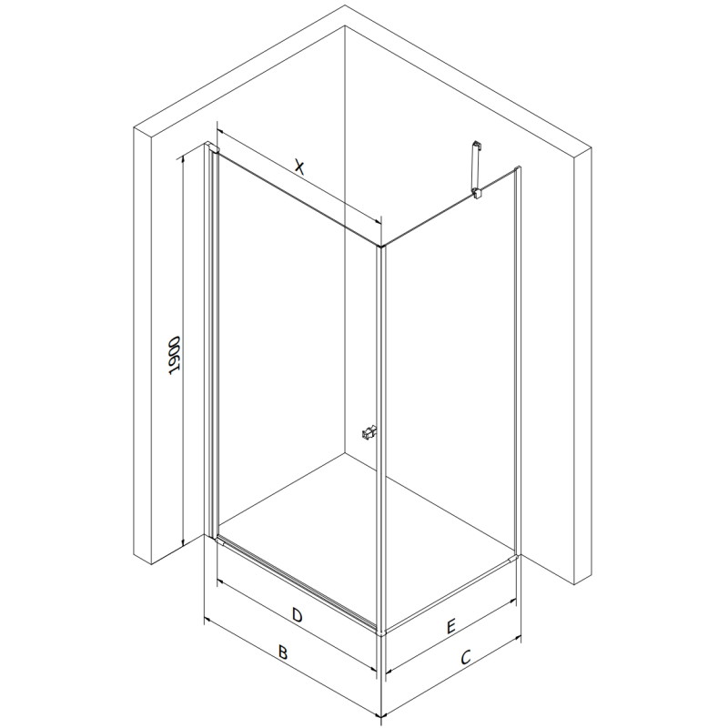 Mexen Pretoria 100 x 90 cm atsidaroma dušo kabina, skaidri, juoda + Flat dušo padėklas - 852-100-090-70-00-4010B