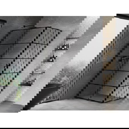 Mexen Mist-B dušo kabina, atveriama kairinė, 100 x 95 cm, juodas tinklelis, juoda - 8A2T-100-095-70-77-L