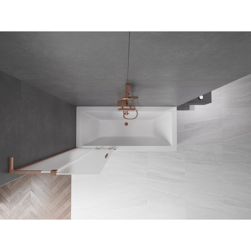 Mexen Velar L vonios ekranas, 2 varstomų durų, stumdomas, 70 x 150 cm, matinės, šlifuota varis - 896-070-003-31-65