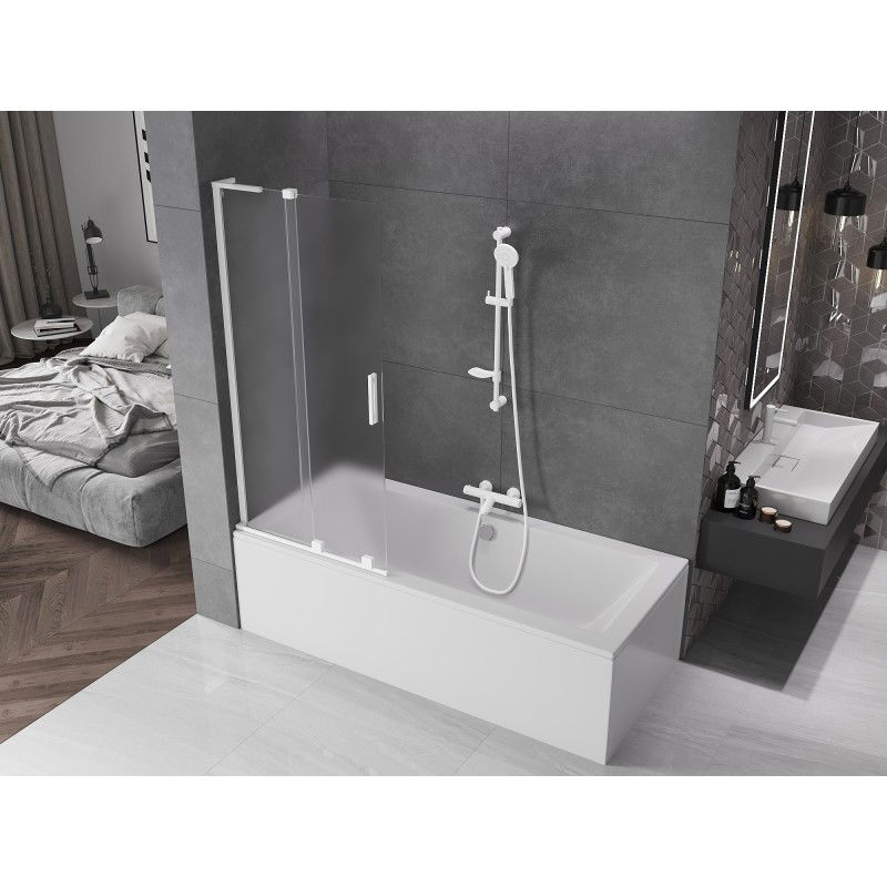 Mexen Velar L vonios sienelė, 2-stumdomos durys, 80 x 150 cm, matinė, balta - 896-080-003-31-20