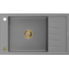 Mexen Elias granitinė vienos kameros plautuvė su nutekamąja dalimi 795 x 480 mm, pilka, aukso sifonas - 6511791005-71-G