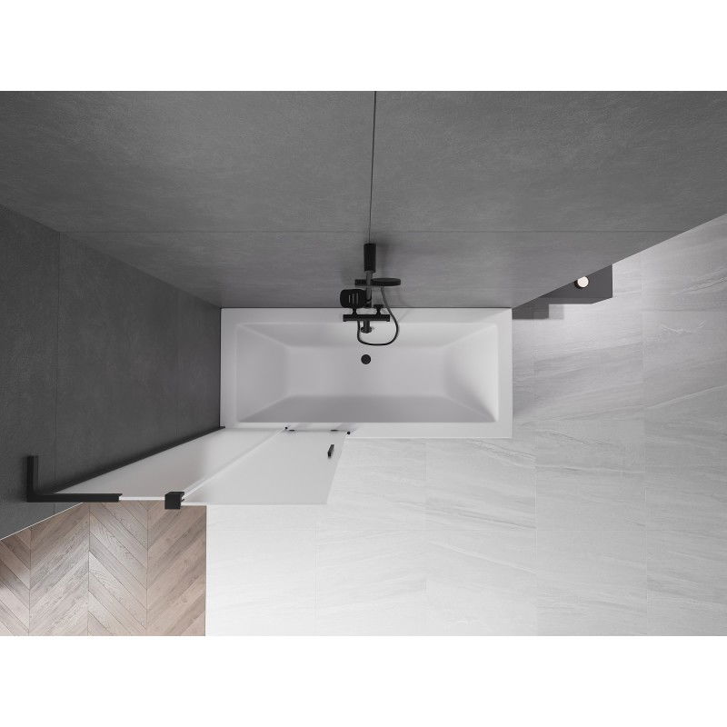 Mexen Velar L vonios pertvara, 2-duris, slankiojama, 80 x 150 cm, matinis, juodas - 896-080-003-31-70