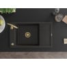 Mexen Elias vienguba granitinė plautuvė su džiovykle 795 x 480 mm, Juoda/Auksinė metallic, sifonas Auksinė - 6511791005-75-G