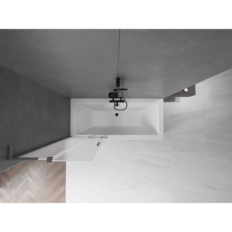 Mexen Velar L vonios ekranas 2-jų dalių stumdomas 85 x 150 cm, matinė, juodas metalas - 896-085-003-31-95