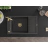 Mexen Elias vienguba granitinė plautuvė su džiovykle 795 x 480 mm, Juodai dėmėtas, sifonas Auksinė - 6511791005-76-G