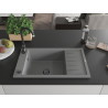 Mexen Elias grindinis virtuvės kriauklė 1 kameros, su nutekėjimo lenta 795 x 480 mm, pilka, juodas sifonas - 6511791005-71-B