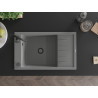 Mexen Elias grindinis virtuvės kriauklė 1 kameros, su nutekėjimo lenta 795 x 480 mm, pilka, juodas sifonas - 6511791005-71-B