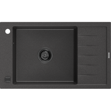 Mexen Elias granitinė kriauklė su vienu dubeniu ir nusausėjimu 795 x 480 mm, juoda su taškeliais, juodas sifonas