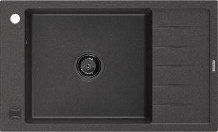 Mexen Elias granitinė kriauklė su vienu dubeniu ir nusausėjimu 795 x 480 mm, juoda su taškeliais, juodas sifonas