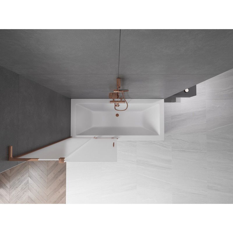 Mexen Velar L vonios ekrano stumdomos 2-dalis 90 x 150 cm, matinis, rožinis auksas - 896-090-003-31-60