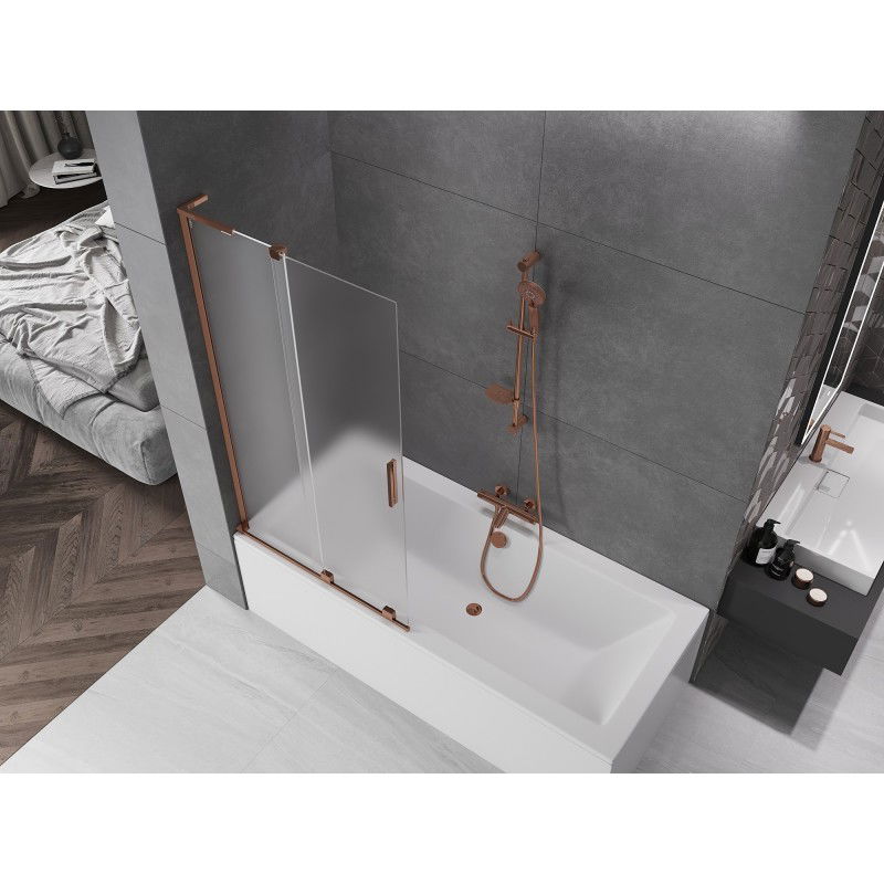 Mexen Velar L vonios ekrano stumdomos 2-dalis 90 x 150 cm, matinis, rožinis auksas - 896-090-003-31-60