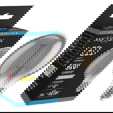 Mexen Vintis LED siūlelių lemputė E27, G95, 8W, Šilta - 2200K, 600 lm, dūminė - L157-E27-0822-70