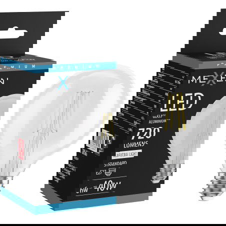 Mexen Vintis LED filamentinė lemputė E27, G95, 6W, Neutralus - 4000K, 720 lm, skaidrus - L157-E27-0640-00