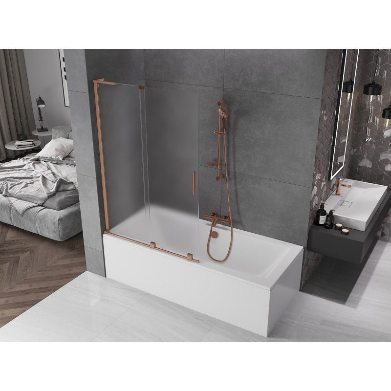 Mexen Velar L vonios sienelė 2 dalių stumdomas 110 x 150 cm, matinis, šlifuotas varis - 896-110-003-31-65