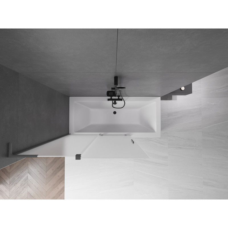 Mexen Velar L vonios pertvara 2-jų dalių, stumdoma, 120 x 150 cm, matinė, gun metal - 896-120-003-31-95