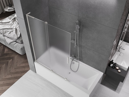 Mexen Velar L vonios ekranas, 2-jų dalių stumdomas 120 x 150 cm, šerkšnas, šlifuotas nikelis - 896-120-003-31-97