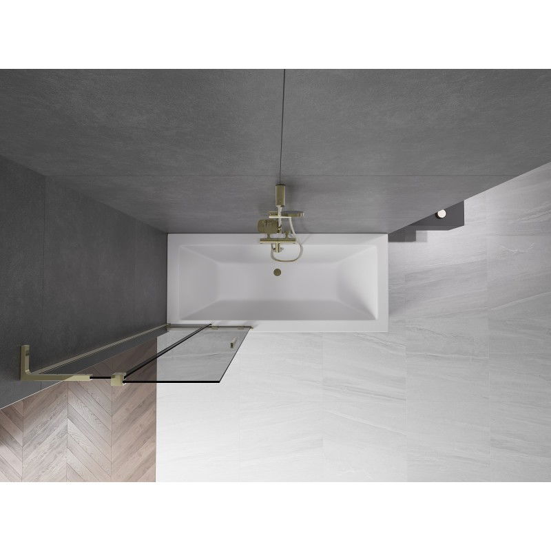 Mexen Velar L vonios pertvara 2 dalių stumdomos 75 x 150 cm, grafito, auksinė - 896-075-003-41-50