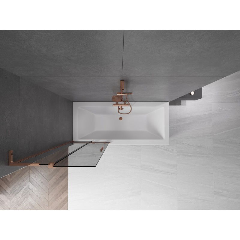 Mexen Velar L vonios ekranas, 2 dalių stumdomas, 70 x 150 cm, grafitas, rožinis auksas - 896-070-003-41-60